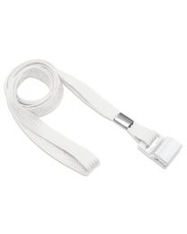 White 3/8" Flat Braid Woven Lanyard with a Gripper 30
