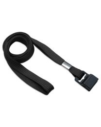 Black 3/8" Flat Braid Woven Lanyard with a Gripper 30