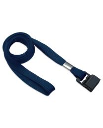 Navy Blue 3/8" Flat Braid Woven Lanyard with a Gripper 30