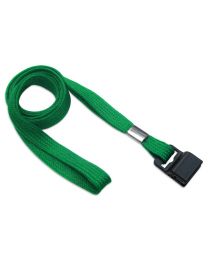 Green 3/8" Flat Braid Woven Lanyard with a Gripper 30