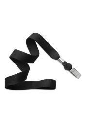 Black 5/8" Polyester Lanyard with a Metal Bulldog Clip