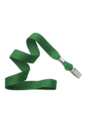 Green 5/8" Polyester Lanyard with a Metal Bulldog Clip