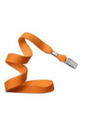 Orange 5/8" Polyester Lanyard with a Metal Bulldog Clip