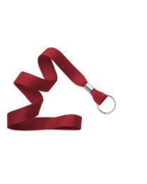 Red 5/8" Polyester Lanyard with a Metal Bulldog Clip