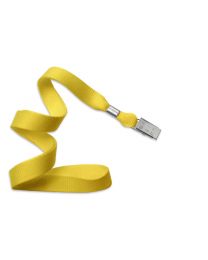 Yellow 5/8" Polyester Lanyard with a Metal Bulldog Clip