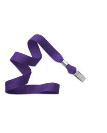 Purple 5/8" Polyester Lanyard with a Metal Bulldog Clip