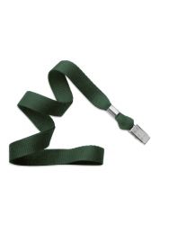 Forest Green 5/8" Polyester Lanyard with a Metal Bulldog Clip