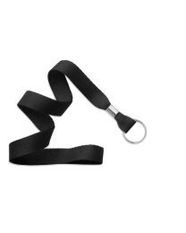 Black 5/8" Polyester Lanyard with a Metal Split Ring