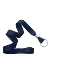 Navy Blue 5/8" Polyester Lanyard with a Metal Split Ring
