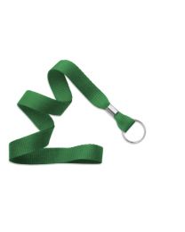 Green 5/8" Polyester Lanyard with a Metal Split Ring