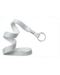 White 5/8" Polyester Lanyard with a Metal Split Ring