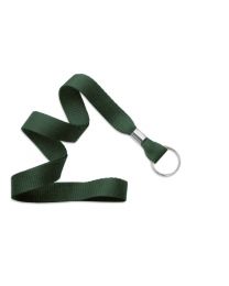 Forest Green 5/8" Polyester Lanyard with a Metal Split Ring