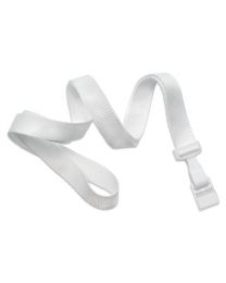 White 5/8" Polyester Lanyard with a Gripper 30