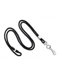 Black Round 1/8" Breakaway Lanyard with a Metal Swivel-Hook