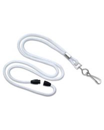 White Round 1/8" Breakaway Lanyard with a Metal Swivel-Hook