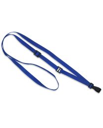 Royal Blue 3/8" Flat Adjustable Breakaway Lanyard with a Slide Adjuster and "No-Twist" Hook 