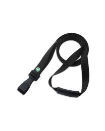 Black Recycled Pet 3/8" Flat Breakaway Lanyard with a "No-Twist" Hook
