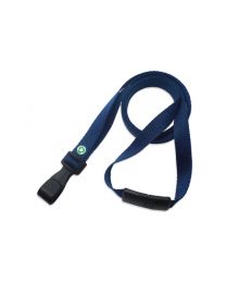 Navy Blue Recycled Pet 3/8" Flat Breakaway Lanyard with a "No-Twist" Hook