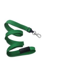 Green 3/8" Flat Braid Breakaway Woven Lanyard with a Slide Adapter and Trigger Snap Swivel Hook
