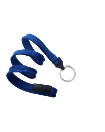 Royal Blue 3/8" Flat Braid Breakaway Woven Lanyard with a Slide Adapter and Metal Split Ring