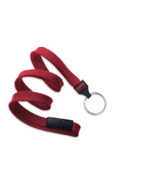 Red 3/8" Flat Braid Breakaway Woven Lanyard with a Slide Adapter and Metal Split Ring