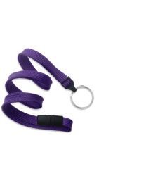 Purple 3/8" Flat Braid Breakaway Woven Lanyard with a Slide Adapter and Metal Split Ring