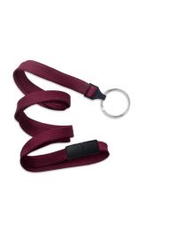 Maroon 3/8" Flat Braid Breakaway Woven Lanyard with a Slide Adapter and Metal Split Ring
