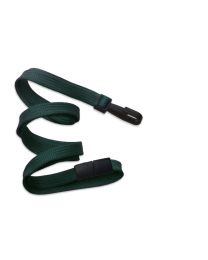 Forest Green 3/8" Flat Braid Breakaway Woven Lanyard with a Narrow Plastic Hook 