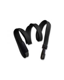 Black 3/8" Flat Braid Breakaway Woven Lanyard with a Narrow Plastic Hook 