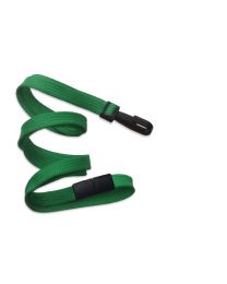 Green 3/8" Flat Braid Breakaway Woven Lanyard with a Narrow Plastic Hook 