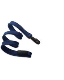 Navy Blue 3/8" Flat Braid Breakaway Woven Lanyard with a Narrow Plastic Hook 