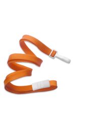 Orange 3/8" Flat Braid Breakaway Woven Lanyard with a Narrow Plastic Hook 