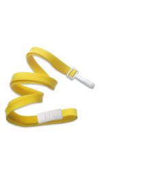 Yellow 3/8" Flat Braid Breakaway Woven Lanyard with a Narrow Plastic Hook 