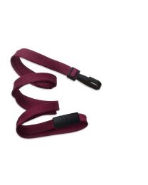 Maroon 3/8" Flat Braid Breakaway Woven Lanyard with a Narrow Plastic Hook 