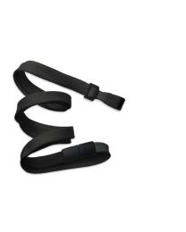 Black 3/8" Flat Braid Breakaway Woven Lanyard with a Wide Plastic Hook 