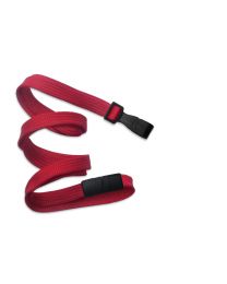 Red 3/8" Flat Braid Breakaway Woven Lanyard with a Wide Plastic Hook 