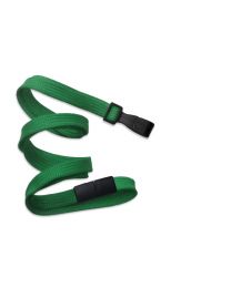 Green 3/8" Flat Braid Breakaway Woven Lanyard with a Wide Plastic Hook 
