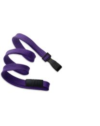 Purple 3/8" Flat Braid Breakaway Woven Lanyard with a Wide Plastic Hook