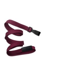 Maroon 3/8" Flat Braid Breakaway Woven Lanyard with a Wide Plastic Hook 