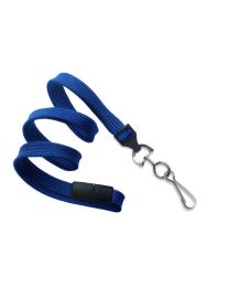 Royal Blue 3/8" Flat Braid Breakaway Woven Lanyard with a Slide Adapter and Metal Swivel Hook