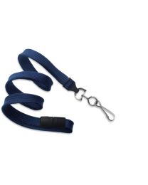 Navy Blue 3/8" Flat Braid Breakaway Woven Lanyard with a Slide Adapter and Metal Swivel Hook