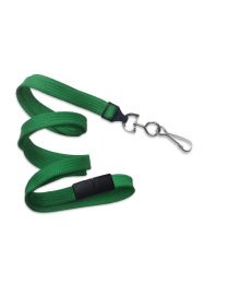 Green 3/8" Flat Braid Breakaway Woven Lanyard with a Slide Adapter and Metal Swivel Hook