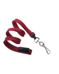Red 3/8" Flat Braid Breakaway Woven Lanyard with a Slide Adapter and Metal Swivel Hook