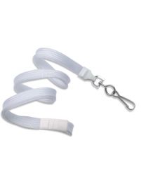 White 3/8" Flat Braid Breakaway Woven Lanyard with a Slide Adapter and Metal Swivel Hook