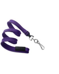 Purple 3/8" Flat Braid Breakaway Woven Lanyard with a Slide Adapter and Metal Swivel Hook