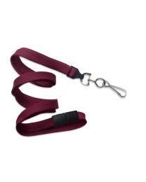 Maroon 3/8" Flat Braid Breakaway Woven Lanyard with a Slide Adapter and Metal Swivel Hook