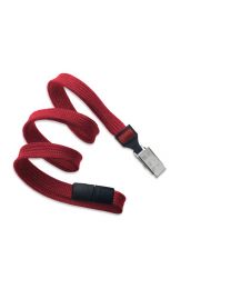 Red 3/8" Flat Braid Breakaway Woven Lanyard with a Slide Adapter and Metal Bulldog Clip