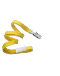 Yellow 3/8" Flat Braid Breakaway Woven Lanyard with a Slide Adapter and Metal Bulldog Clip