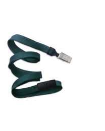 Teal 3/8" Flat Braid Breakaway Woven Lanyard with a Slide Adapter and Metal Bulldog Clip