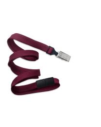 Maroon 3/8" Flat Braid Breakaway Woven Lanyard with a Slide Adapter and Metal Bulldog Clip